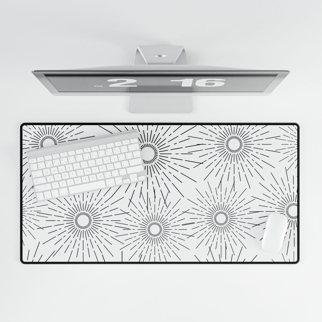 Dark Sunburst Desk Mat — Large Gaming & Office Mouse Pad